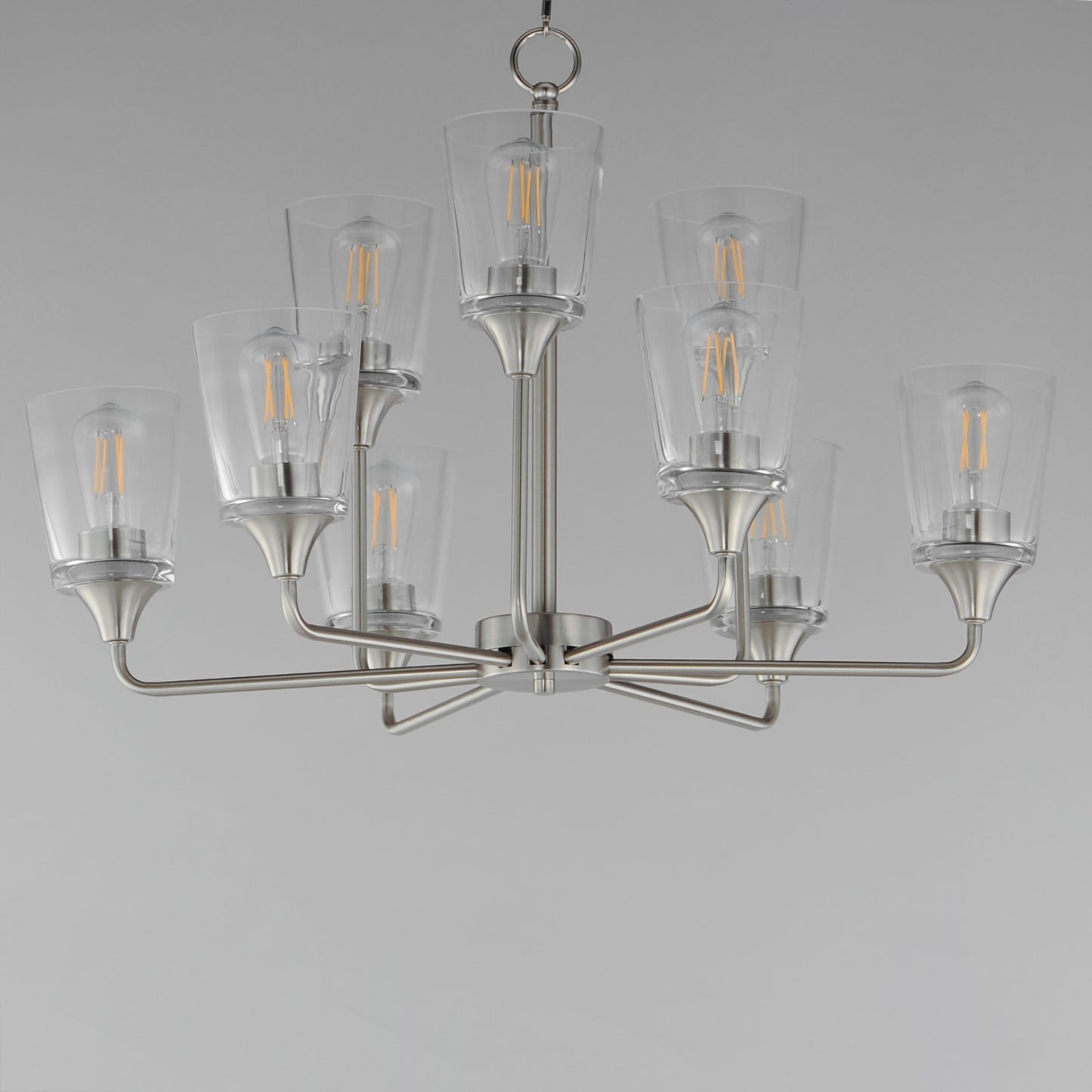 Maxim Lighting Hudson 9Lt 19.25" Multi-Tier Chandelier, Nickel/Clear