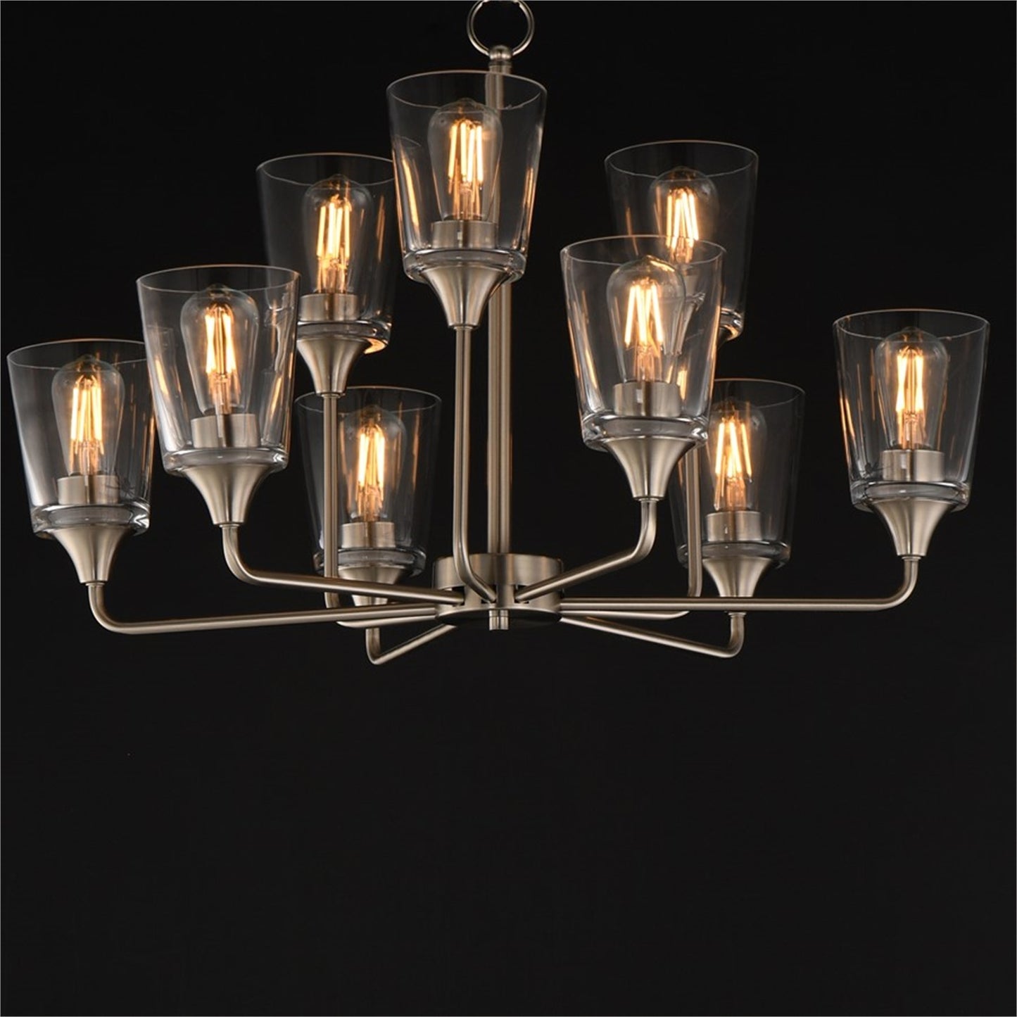 Maxim Lighting Hudson 9Lt 19.25" Multi-Tier Chandelier, Nickel/Clear