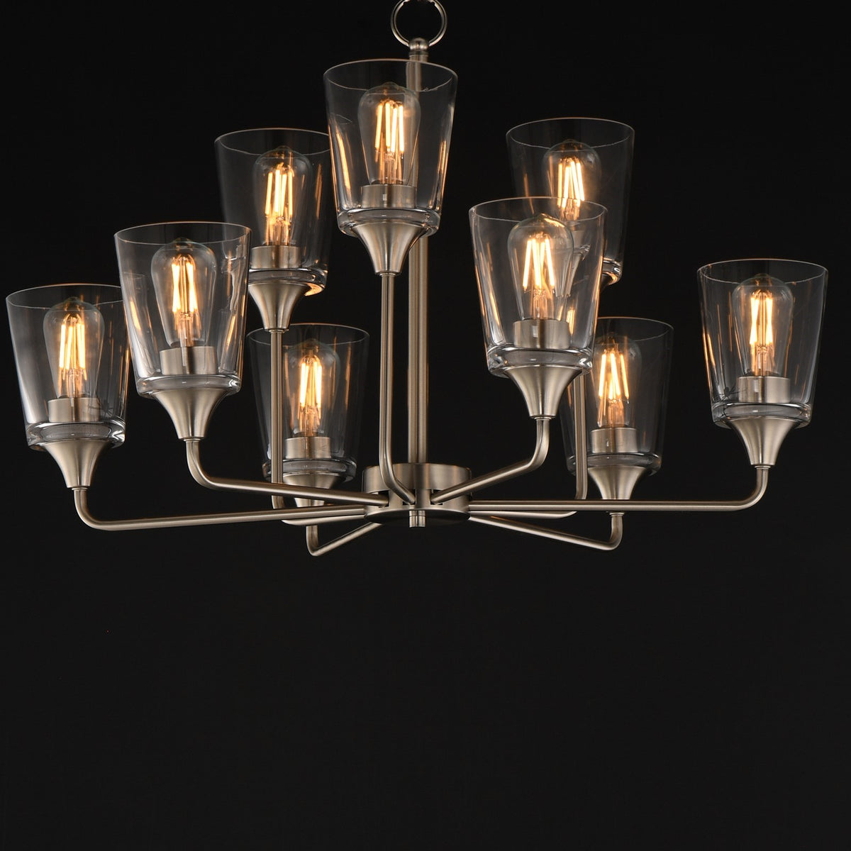 Maxim Lighting Hudson 9Lt 19.25" Multi-Tier Chandelier, Nickel/Clear