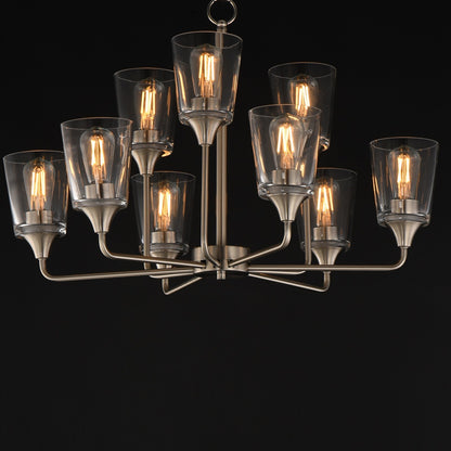 Maxim Lighting Hudson 9Lt 19.25" Multi-Tier Chandelier, Nickel/Clear