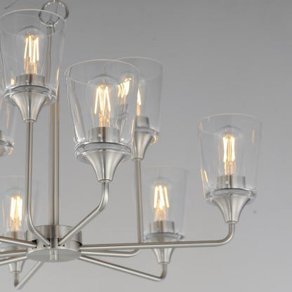 Maxim Lighting Hudson 9Lt 19.25" Multi-Tier Chandelier, Nickel/Clear