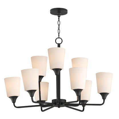 Maxim Lighting Hudson 9Lt 19.25" Multi-Tier Chandelier, Black/White