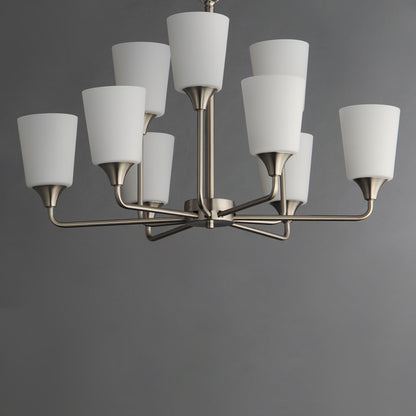 Maxim Lighting Hudson 9Lt 19.25" Multi-Tier Chandelier, Nickel/White