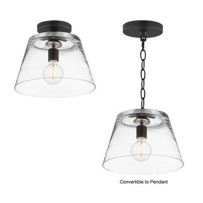 Maxim Lighting Hudson 1 Light 10.5" Single Pendant, Black/Clear