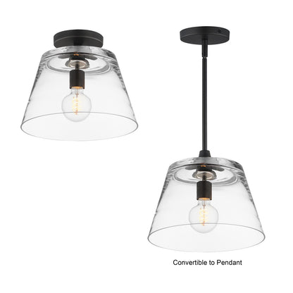 Maxim Lighting Hudson 1 Light 10.5" Single Pendant, Black/Clear