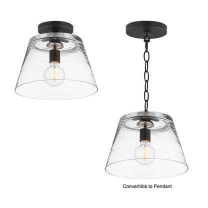 Maxim Lighting Hudson 1 Light 10.5" Single Pendant, Black/Clear