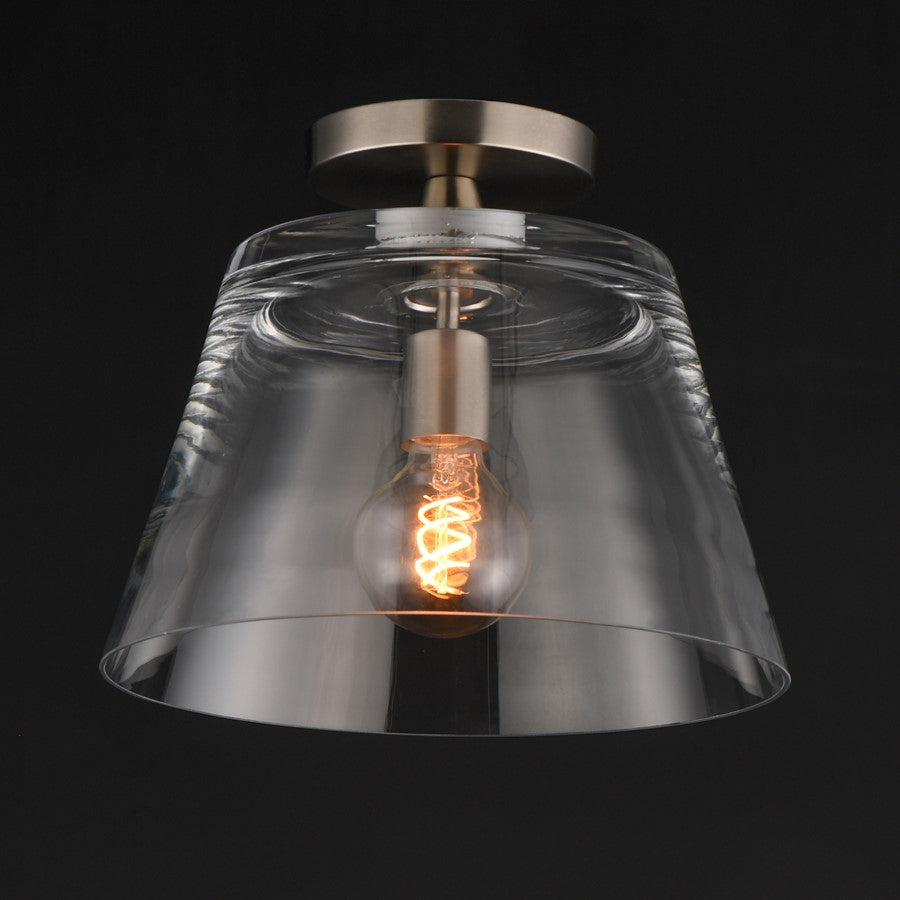 Maxim Lighting Hudson 1Lt 10.5" Single Pendant, Satin Nickel/Clear