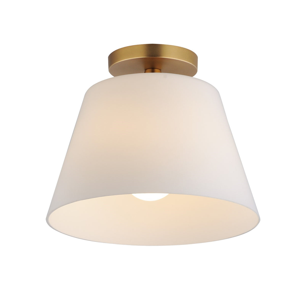 Maxim Lighting Hudson 1Lt 10.5" Flush Mount, Aged Brass/Satin White