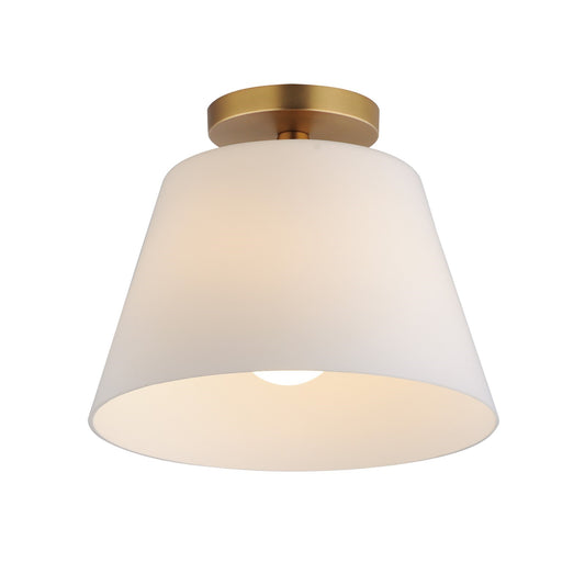 Maxim Lighting Hudson 1Lt 10.5" Flush Mount, Aged Brass/Satin White
