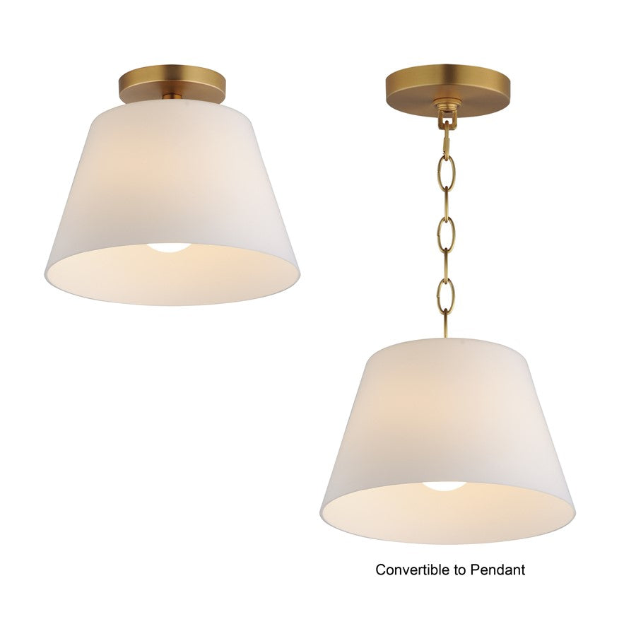 Maxim Lighting Hudson 1Lt 10.5" Flush Mount, Aged Brass/Satin White