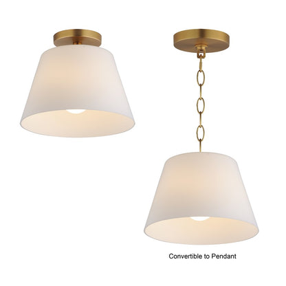 Maxim Lighting Hudson 1Lt 10.5" Flush Mount, Aged Brass/Satin White