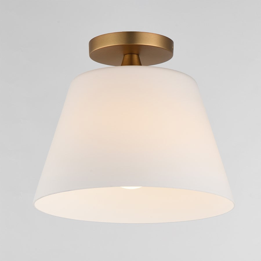 Maxim Lighting Hudson 1Lt 10.5" Flush Mount, Aged Brass/Satin White