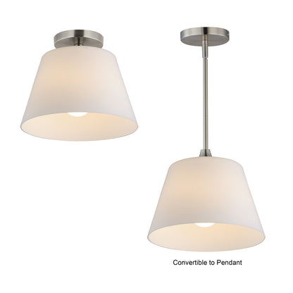 Maxim Lighting Hudson 1Lt 10.5" Flush Mount, Nickel/White