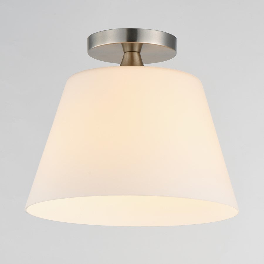 Maxim Lighting Hudson 1Lt 10.5" Flush Mount, Nickel/White