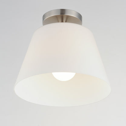 Maxim Lighting Hudson 1Lt 10.5" Flush Mount, Nickel/White