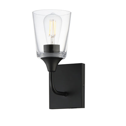 Maxim Lighting Hudson 1 Light 11" Wall Sconce, Black/Clear