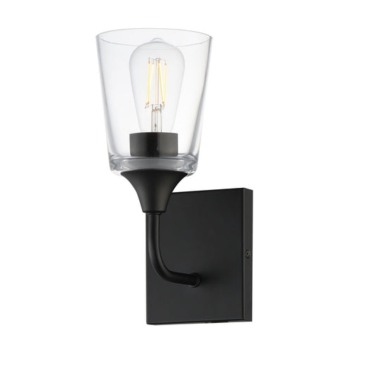 Maxim Lighting Hudson 1 Light 11" Wall Sconce, Black/Clear