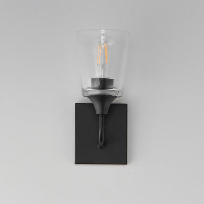 Maxim Lighting Hudson 1 Light 11" Wall Sconce, Black/Clear