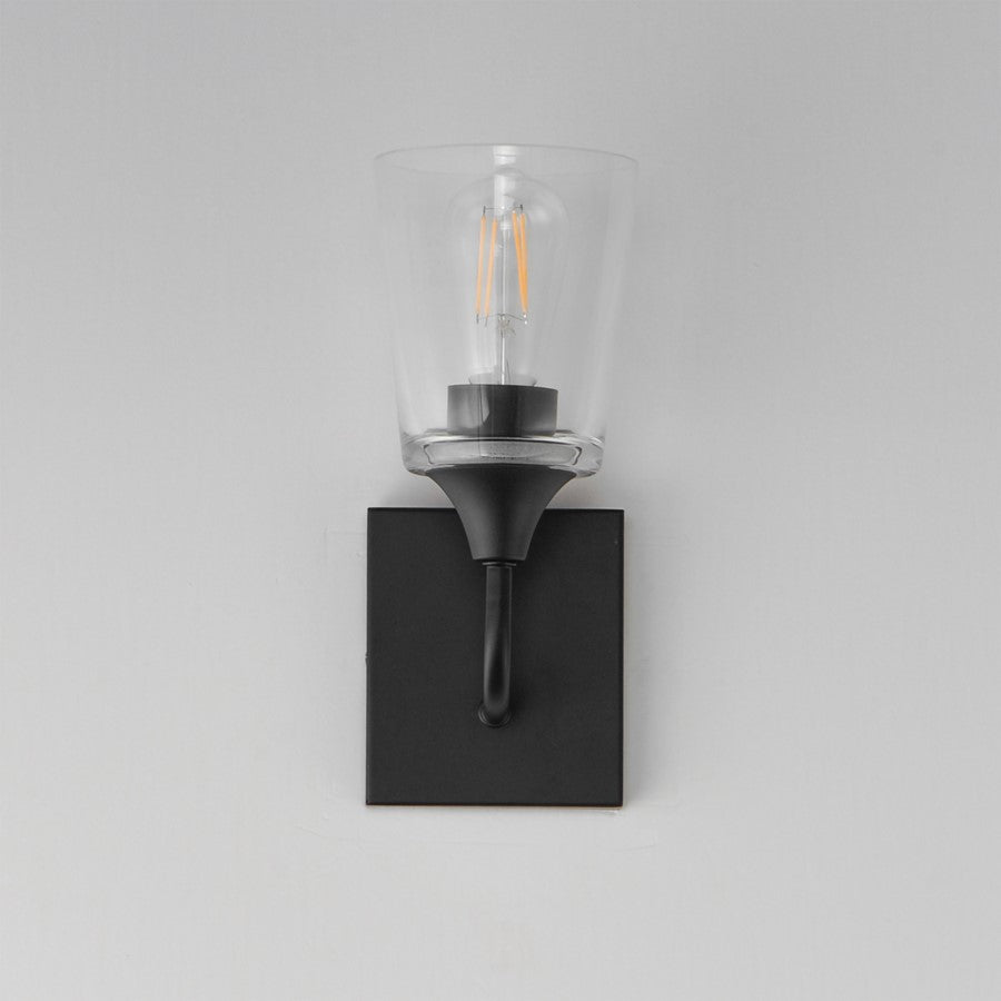 Maxim Lighting Hudson 1 Light 11" Wall Sconce, Black/Clear