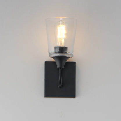 Maxim Lighting Hudson 1 Light 11" Wall Sconce, Black/Clear