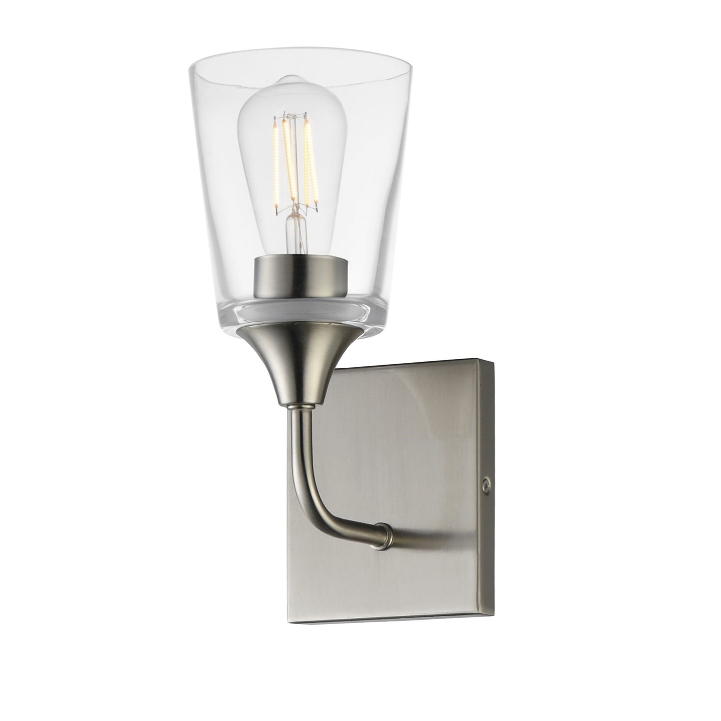 Maxim Lighting Hudson 1 Light 11" Wall Sconce, Satin Nickel/Clear