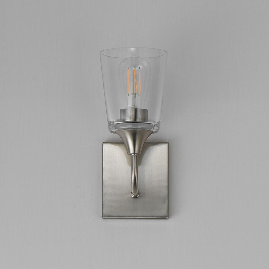 Maxim Lighting Hudson 1 Light 11" Wall Sconce, Satin Nickel/Clear