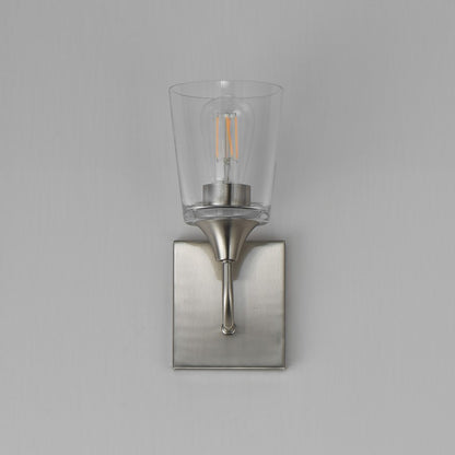 Maxim Lighting Hudson 1 Light 11" Wall Sconce, Satin Nickel/Clear