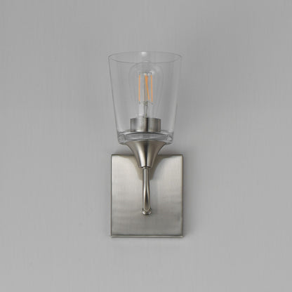 Maxim Lighting Hudson 1 Light 11" Wall Sconce, Satin Nickel/Clear