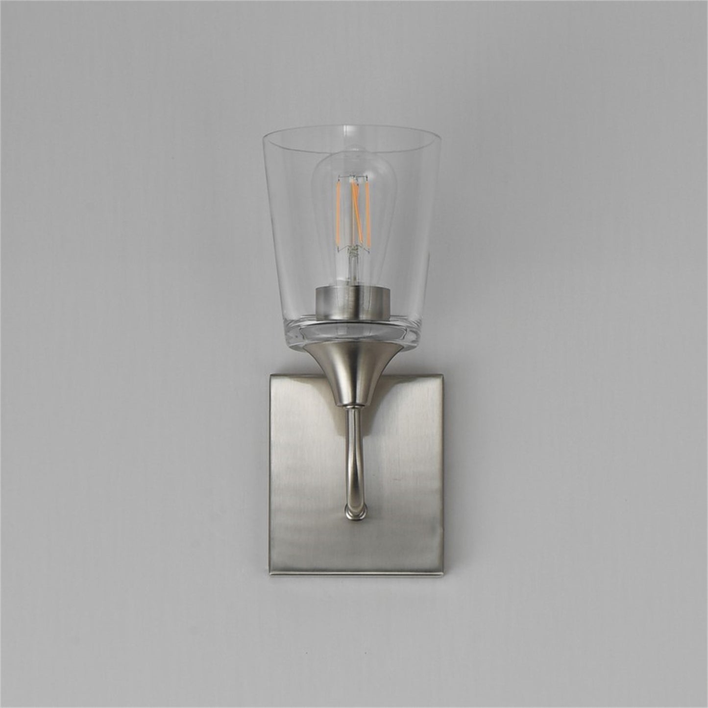 Maxim Lighting Hudson 1 Light 11" Wall Sconce, Satin Nickel/Clear