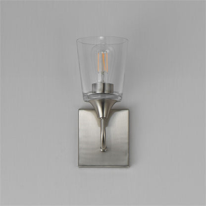 Maxim Lighting Hudson 1 Light 11" Wall Sconce, Satin Nickel/Clear