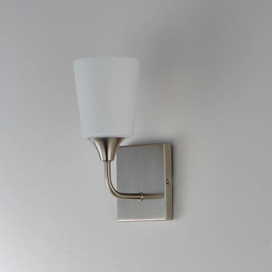 Maxim Lighting Hudson 1Lt 11" Wall Sconce, Satin Nickel/Satin White