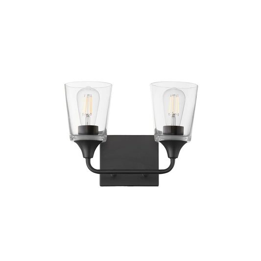 Maxim Lighting Hudson 2 Light 9.75" Bath Vanity, Black/Clear - 12882CLBK