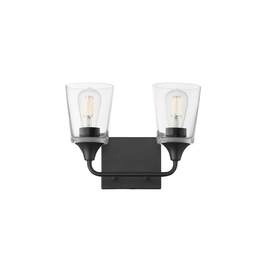 Maxim Lighting Hudson 2 Light 9.75" Bath Vanity, Black/Clear