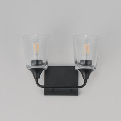 Maxim Lighting Hudson 2 Light 9.75" Bath Vanity, Black/Clear