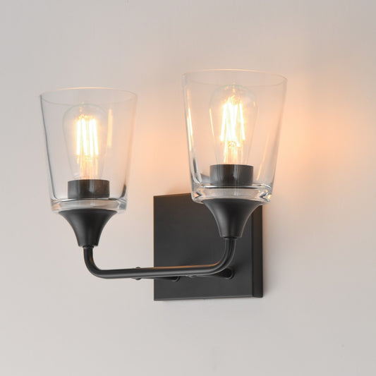 Maxim Lighting Hudson 2 Light 9.75" Bath Vanity, Black/Clear - 12882CLBK