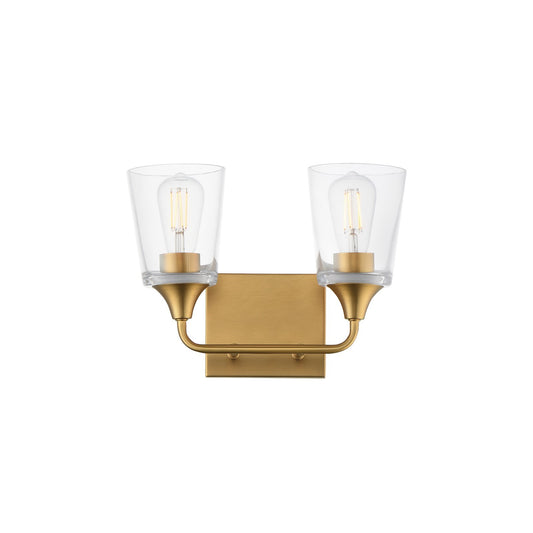 Maxim Lighting Hudson 2Lt 9.75" Bath Vanity, Aged Brass/Clear