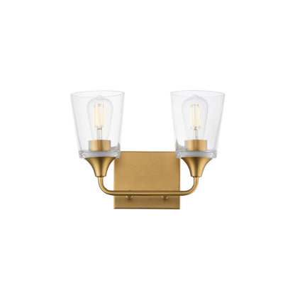 Maxim Lighting Hudson 2Lt 9.75" Bath Vanity, Aged Brass/Clear