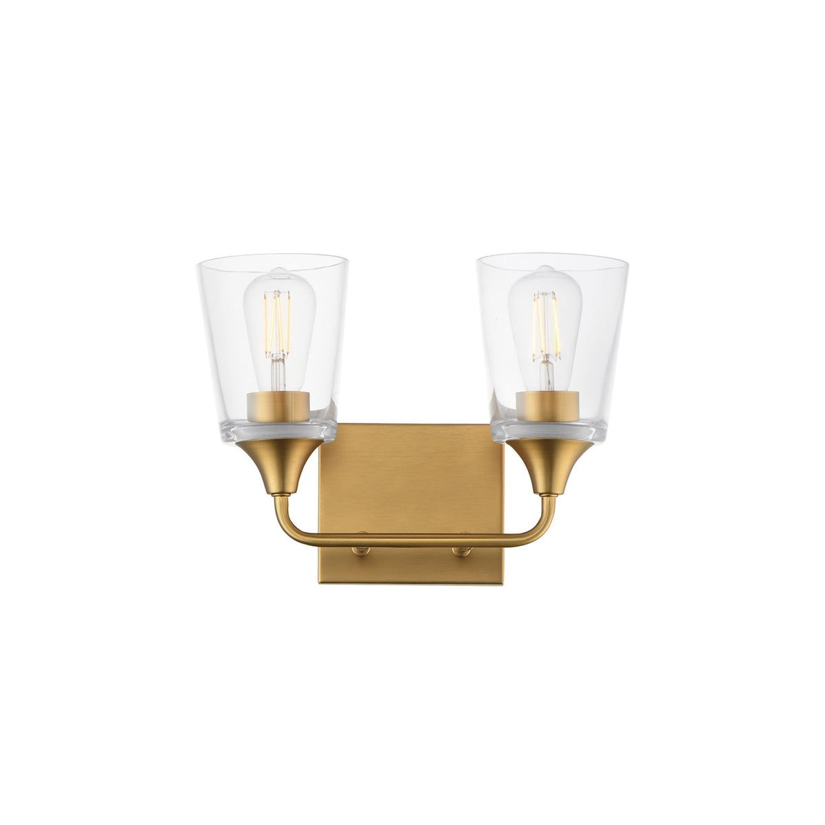 Maxim Lighting Hudson 2Lt 9.75" Bath Vanity, Aged Brass/Clear