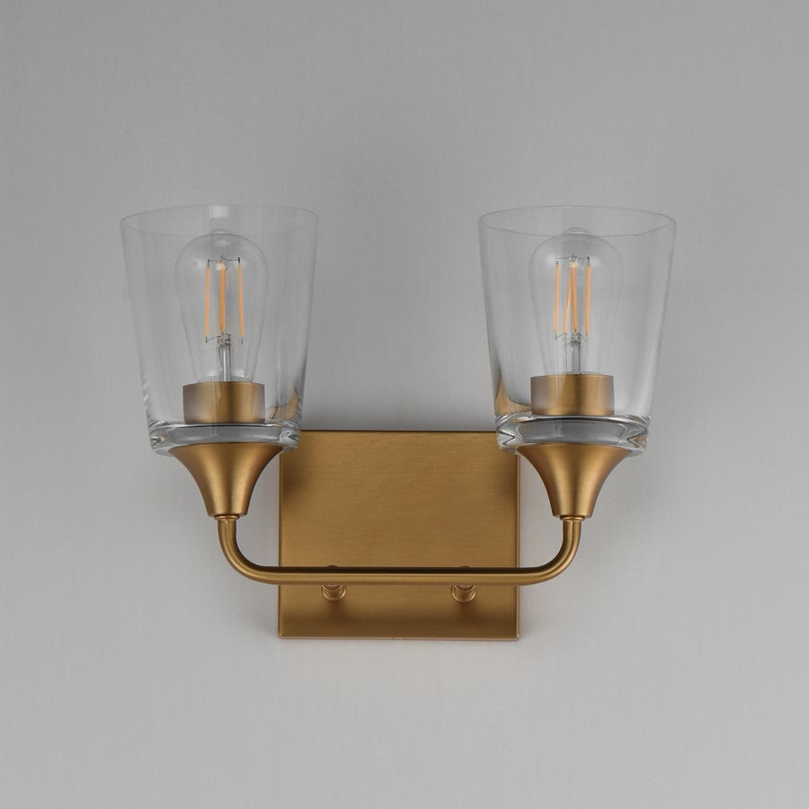 Maxim Lighting Hudson 2Lt 9.75" Bath Vanity, Aged Brass/Clear