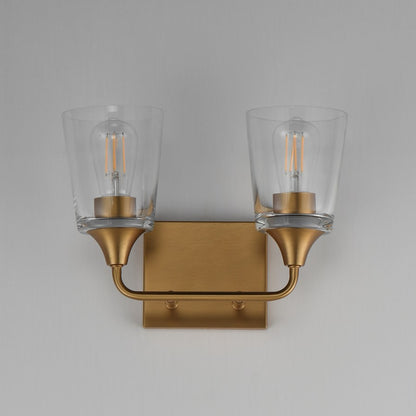 Maxim Lighting Hudson 2Lt 9.75" Bath Vanity, Aged Brass/Clear