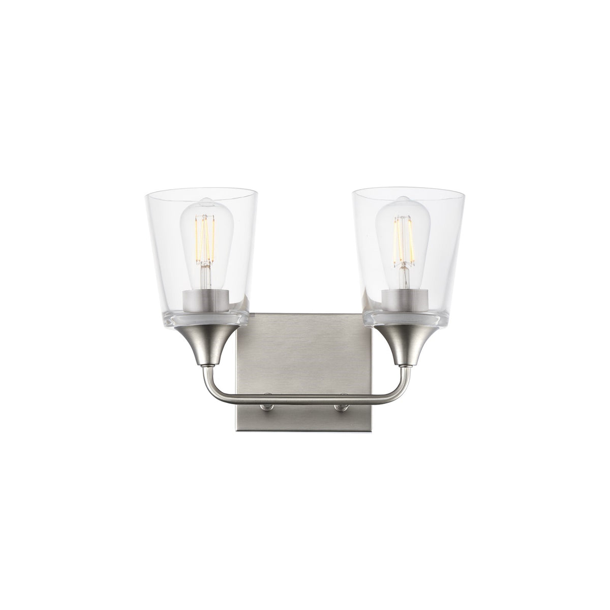 Maxim Lighting Hudson 2 Light 9.75" Bath Vanity, Satin Nickel/Clear