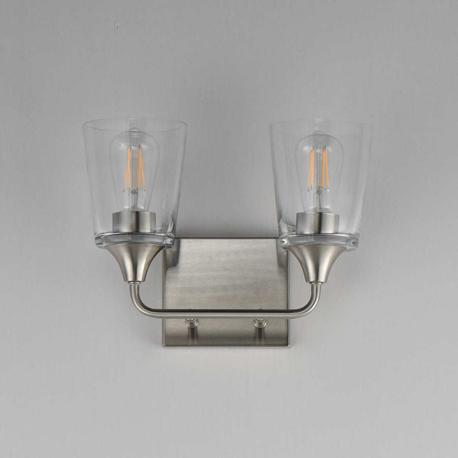 Maxim Lighting Hudson 2 Light 9.75" Bath Vanity, Satin Nickel/Clear