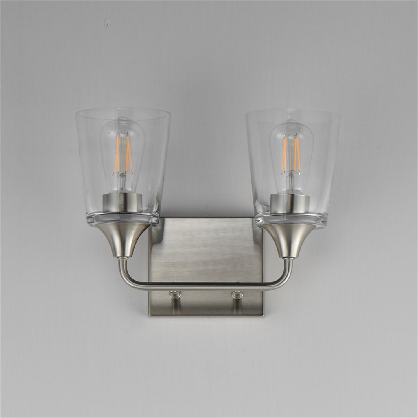 Maxim Lighting Hudson 2 Light 9.75" Bath Vanity, Satin Nickel/Clear