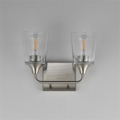 Maxim Lighting Hudson 2 Light 9.75" Bath Vanity, Satin Nickel/Clear