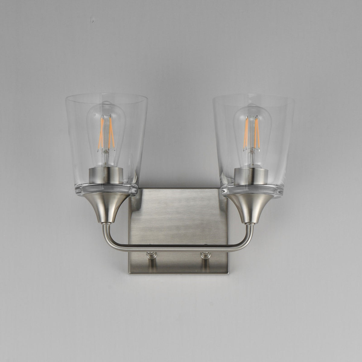 Maxim Lighting Hudson 2 Light 9.75" Bath Vanity, Satin Nickel/Clear