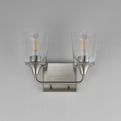 Maxim Lighting Hudson 2 Light 9.75" Bath Vanity, Satin Nickel/Clear