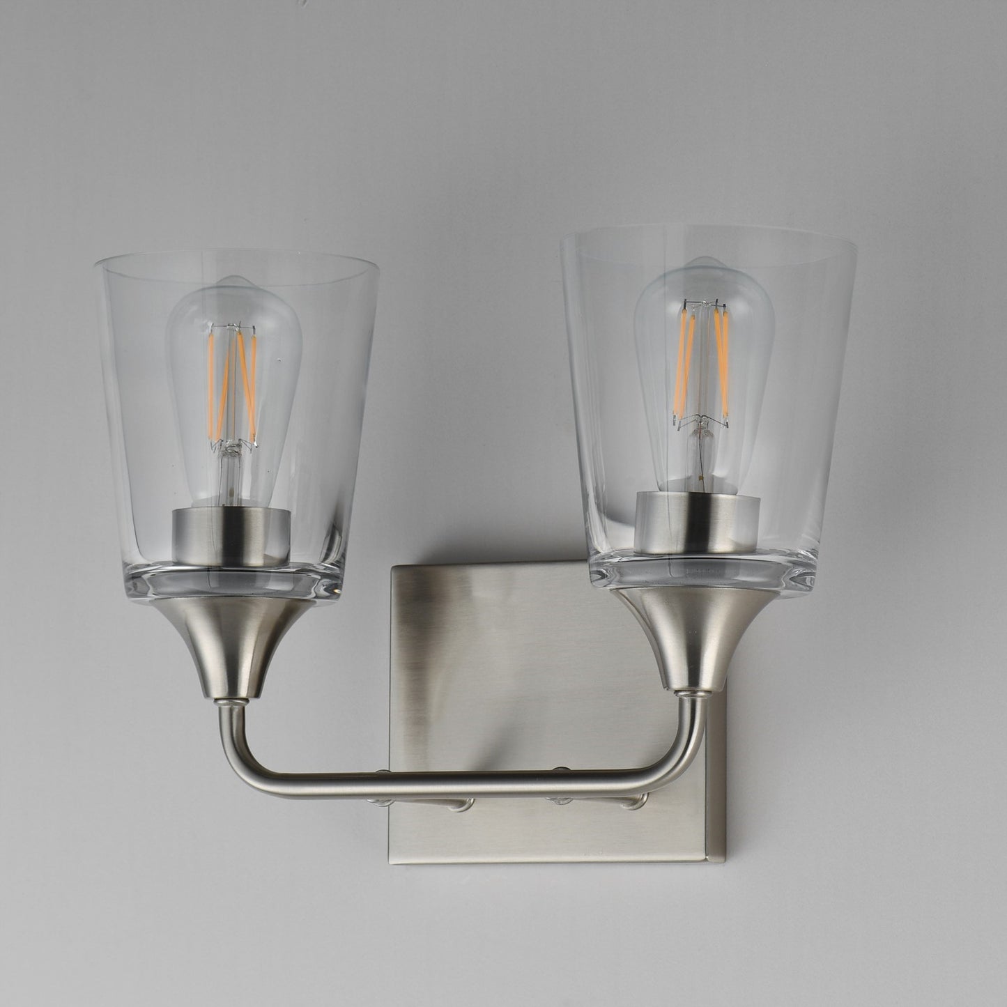 Maxim Lighting Hudson 2 Light 9.75" Bath Vanity, Satin Nickel/Clear
