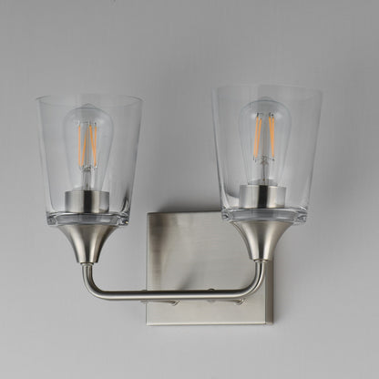 Maxim Lighting Hudson 2 Light 9.75" Bath Vanity, Satin Nickel/Clear