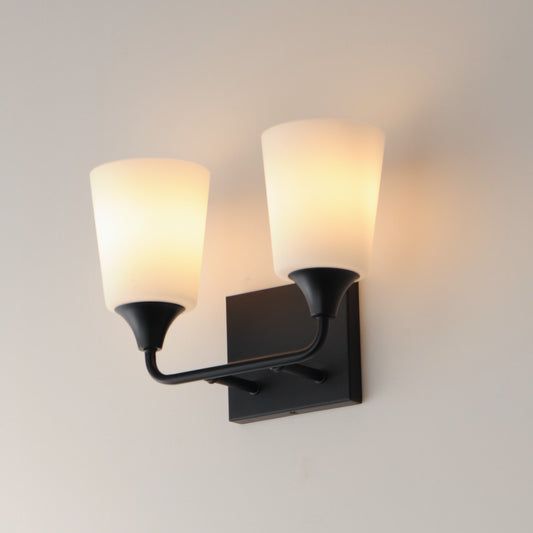 Maxim Lighting Hudson 2 Light 9.75" Bath Vanity, Black/Satin White - 12882SWBK