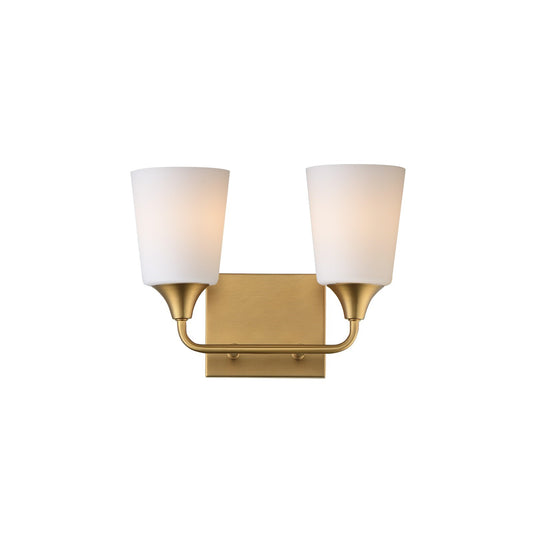 Maxim Lighting Hudson 2Lt 9.75" Bath Vanity, Aged Brass/Satin White
